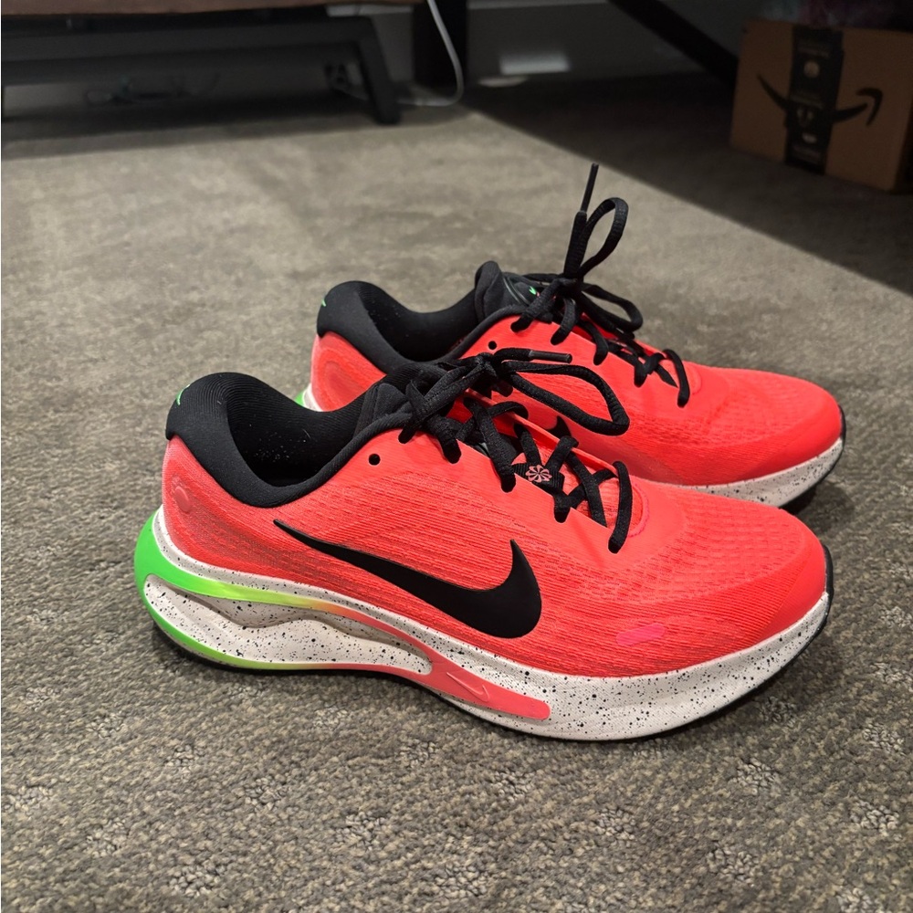 Nike Bright Red and Lime Green Sneakers